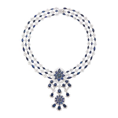 Lot 68 - White Gold, Sapphire and Diamond Necklace