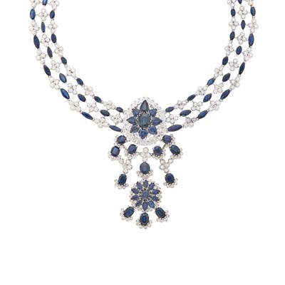Lot 68 - White Gold, Sapphire and Diamond Necklace