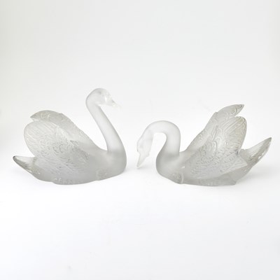 Lot 638 - Two Lalique Molded Glass Swans