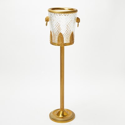 Lot 603 - Empire Style Gilt-Metal and Glass Champagne/Wine Cooler on Stand