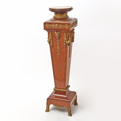 Lot 150 - Louis XVI Style Gilt-Metal Mounted Kingwood Breche d'Alep Marble Top Pedestal