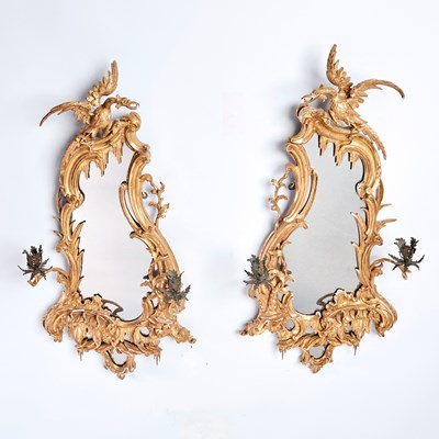 Lot 249 - Pair of Chippendale Style Giltwood Girandole Mirrors