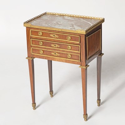 Lot 131 - Louis XVI Style Gilt-Metal Mounted Kingwood Marble Top Side Table