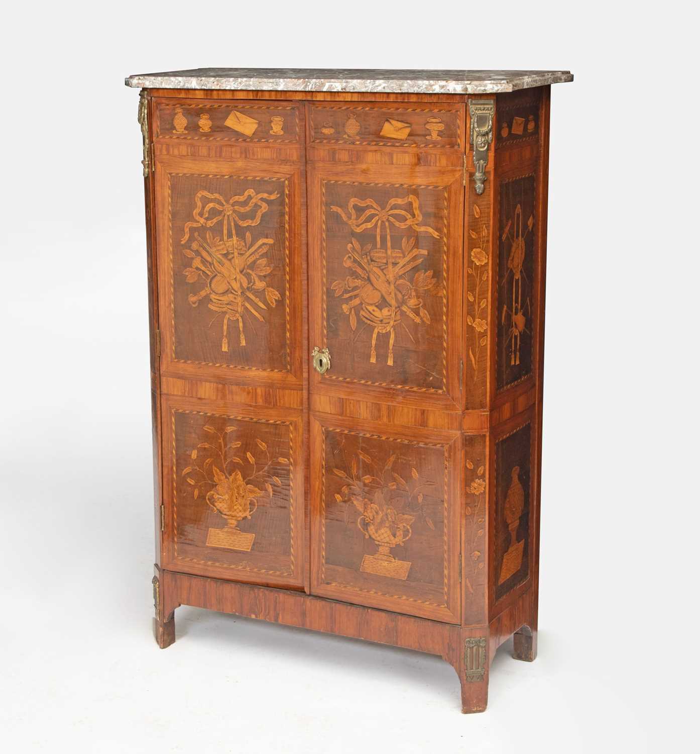 Lot 462 - Louis XVI Gilt-Bronze Mounted Kingwood, Amaranth and Fruitwood Marquetry Inlaid Armoire