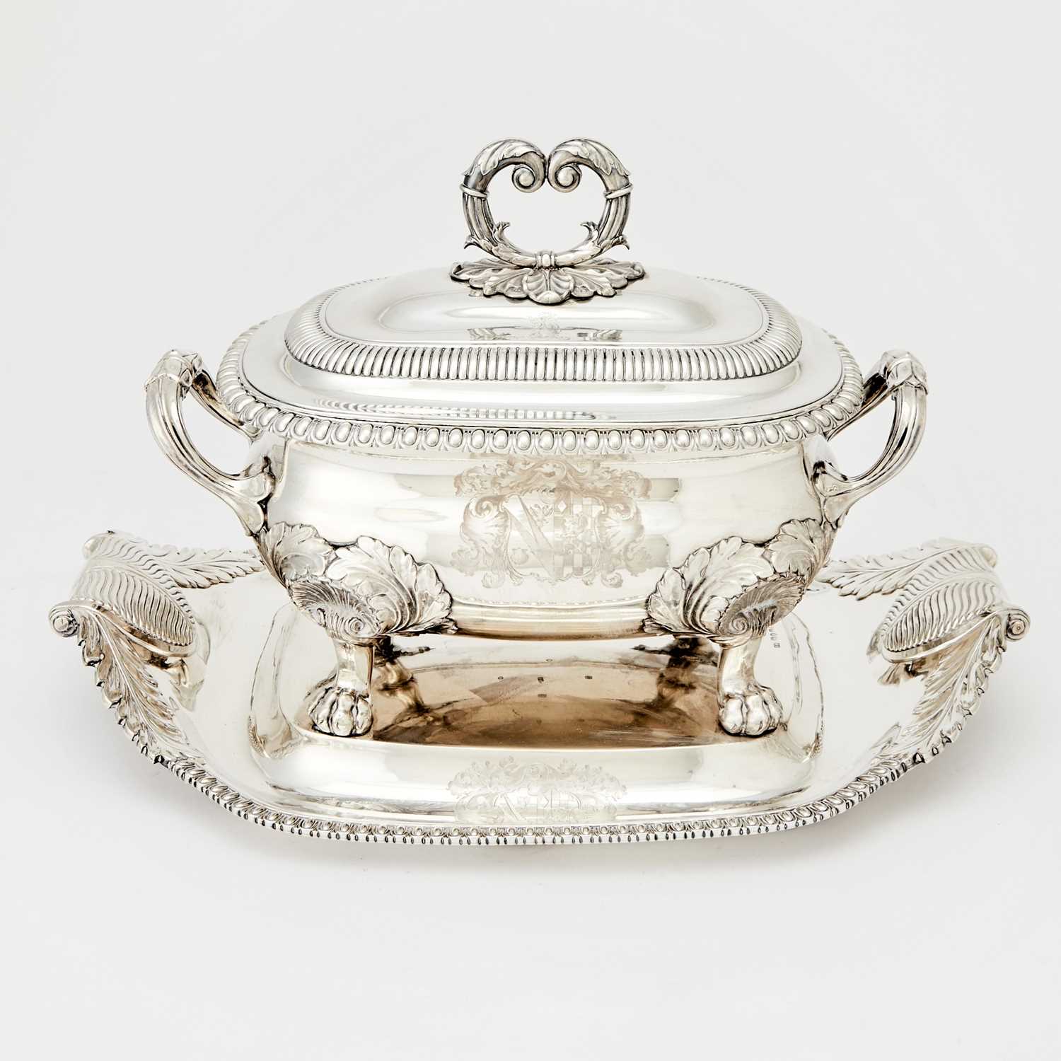 Lot 342 - George IV Sterling Silver Covered Soup Tureen on Stand