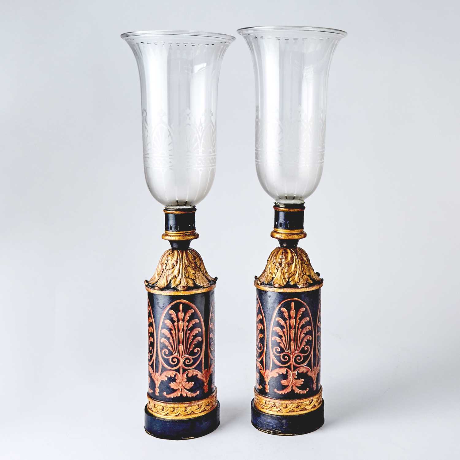 Lot 484 - Pair Neoclassical Style Tôle Photophores