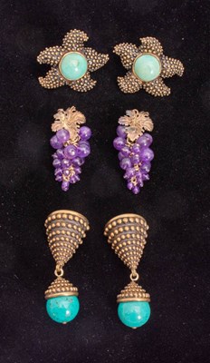 Lot 208 - Three Pairs of Stephen Weck Pendant-Earrings