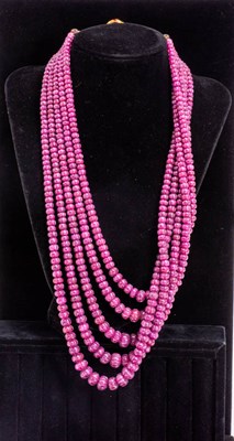 Lot 210 - Multistrand Ruby Bead Necklace