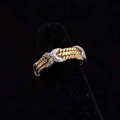 Lot 216 - Tiffany & Co. 18KT Two-Color Gold and Diamond Rope Band Ring