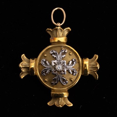 Lot 224 - 18KT Two-Color Gold and Diamond Pendant