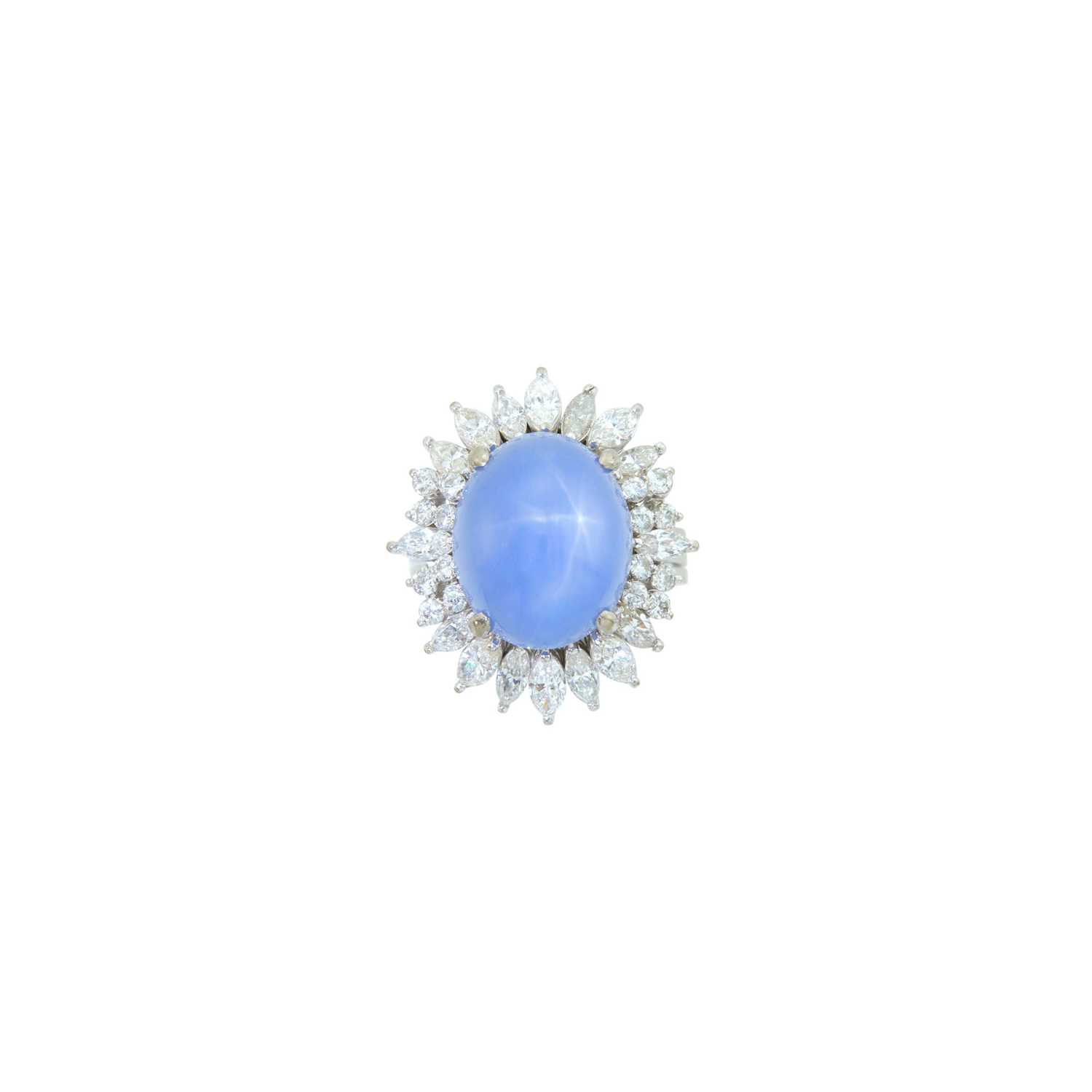 Lot 370 - White Gold, Star Sapphire and Diamond Ring