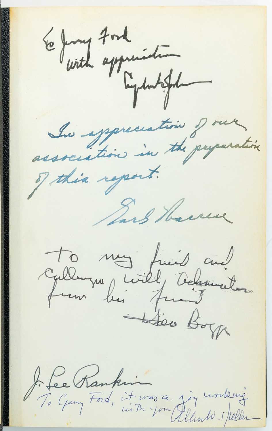 Lot 351 - The Warren Commission Report, inscribed for Gerald Ford by President Johnson and the Commission