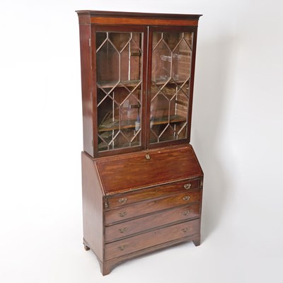 Lot 244 - George III Inlaid Mahogany Secretary Bookcase