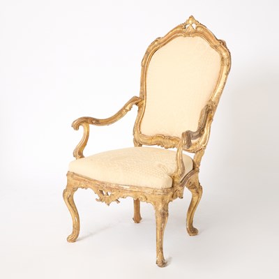 Lot 108 - Italian Rococo Giltwood Armchair