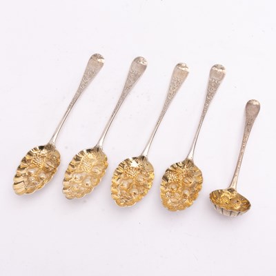 Lot 292 - Set of Four English Sterling Silver Berry Spoon