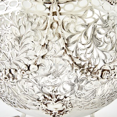 Lot 373 - Dutch Pierced Silver and Glass Centerpiece Bowl