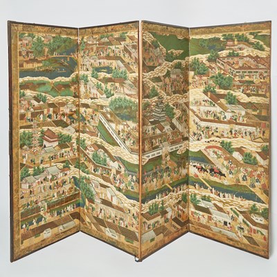 Lot 323 - A Japanese Six-Panel Folding Screen
