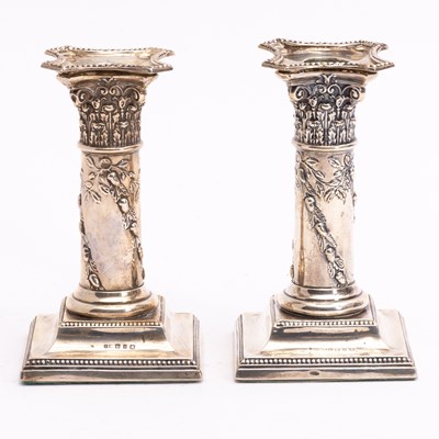 Lot 293 - Pair of Weighted Sterling Candlesticks