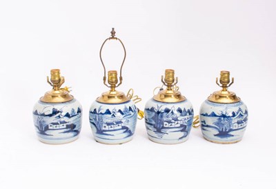 Lot 305 - Set of Four Chinese Porcelain Lamps