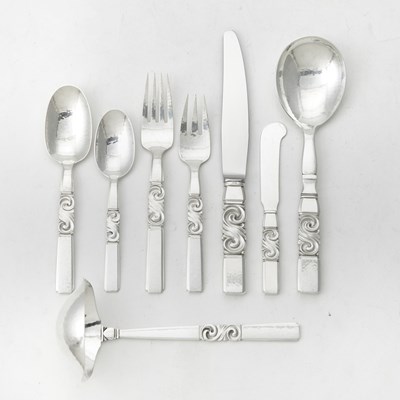 Lot 170 - Georg Jensen Sterling Silver "Scroll" Pattern Flatware Service