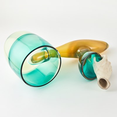 Lot 212 - Marvin Lipofsky and Leendert van der Linden Interlocking Blown Glass and Cast Plaster Hand Sculpture