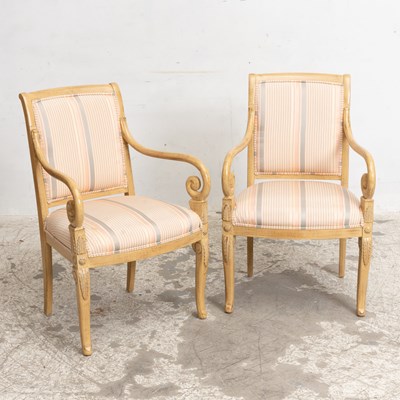 Lot 322 - Pair of Cream Painted Upholstered Armchairs