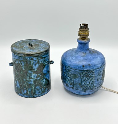 Lot 239 - Jacques Blin Glazed Earthenware Covered Canister and Lamp Base