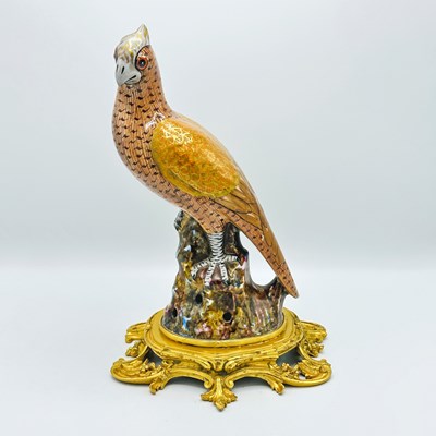 Lot 74 - Continental Porcelain Bird on a French Style Gilt-Bronze Base