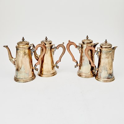 Lot 47 - Two Pairs of George VI Sterling Silver Gilt Cafe au Lait Sets