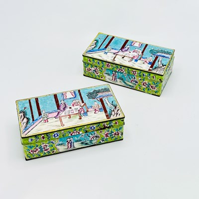 Lot 12 - Pair of Chinese Canton Enamel Boxes