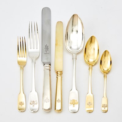 Lot Russian Silver and Silver-Gilt Flatware Service