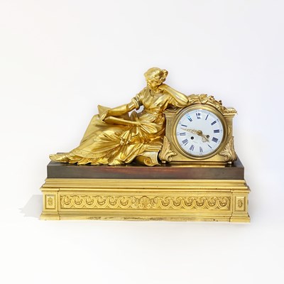 Lot 151 - Louis XVI Ormolu and Patinated Bronze Figural Mantel Clock