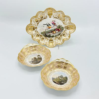 Lot 202 - Pair of Barr, Flight & Barr Landscape Porcelain Shell-Form Dishes