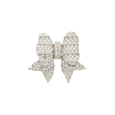 Lot 1200 - White Gold and Diamond Bow Pin