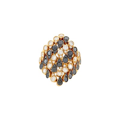 Lot 1291 - Wide Gold, Diamond and Colored Diamond Ring