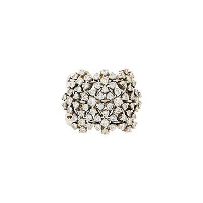 Lot 1177 - White Gold and Diamond Mesh Ring