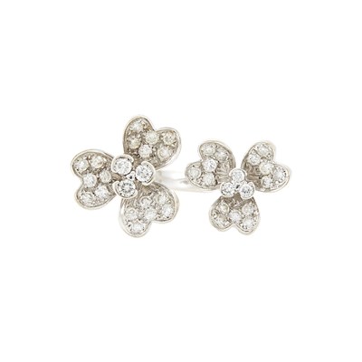 Lot 1219 - White Gold and Diamond Flower Ring