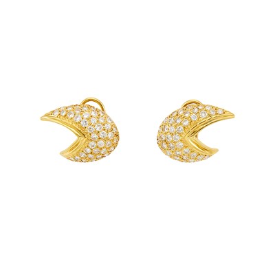 Lot 1036 - Pair of Gold and Diamond Earrings