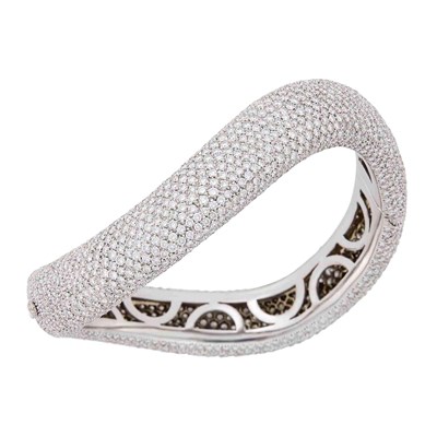 Lot 44 - White Gold and Diamond Bangle Bracelet