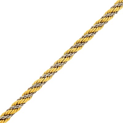 Lot 1167 - Two-Color Gold Rope-Twist Bracelet