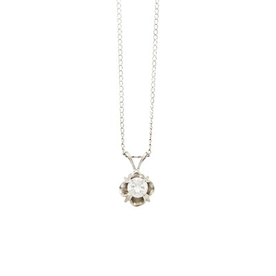 Lot 1175 - White Gold and Diamond Pendant with Chain Necklace