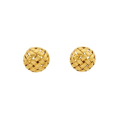 Lot 1164 - Tiffany & Co. Pair of Gold 'Vannerie' Earclips