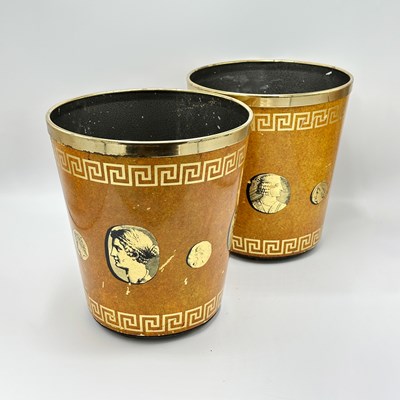 Lot 229 - Pair of Fornasetti "Cammei" Pattern Waste Bins