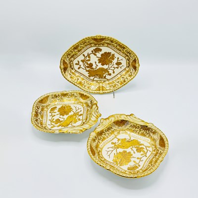 Lot 203 - Three Royal Crown Derby Gilt-Decorated Porcelain Serving Dishes