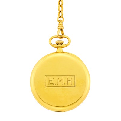 Lot 1029 - Patek Philippe Gold and Mother-of-Pearl Open Face Pocket Watch with Watch Chain Fob