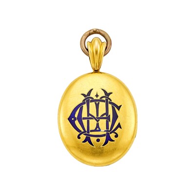 Lot 1112 - Gold and Blue Enamel Locket