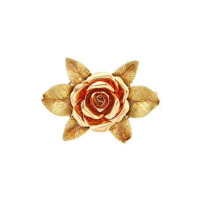 Lot 1073 - Two-Color Gold Rose Brooch