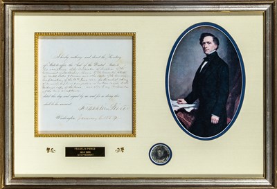 Lot 244 - Document signed by President Pierce recognizing the Grand Duchy of Mecklenburg-Schwerin