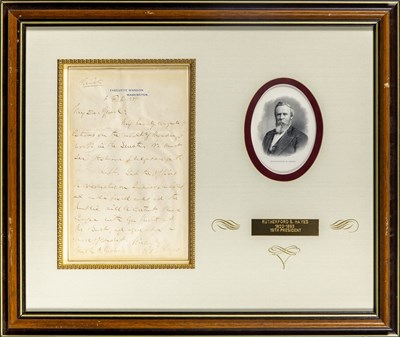 Lot 249 - An autograph letter signed by Rutherford B. Hayes as President.