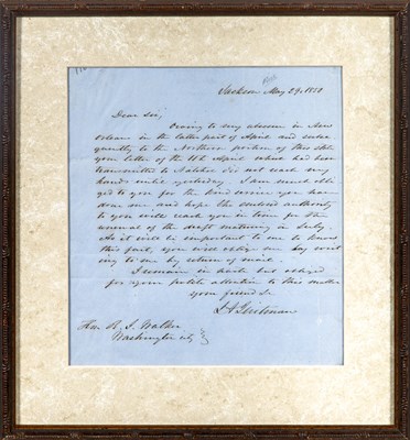 Lot 319 - An autograph letter from John Quitman as Governor of Mississippi